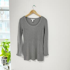White House Black Market Gray Knit Tunic Sweater Size Small